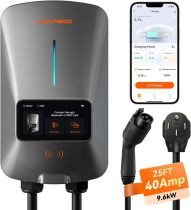 WOLFBOX Level 2 EV Charger 40 Amp - Smart Display, RFID Card, 25ft Cable, Outdoor/Indoor, NEMA 14-50 EV Charger Level 2, WiFi Enabled Electric Car Charger, 240V Electric Vehicle Charging Stations