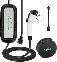 EV Charger, 16Amp 110V/240V Portable Level 1 Level 2 Electric Vehicle Charging Station with NEMA 6-20 Plug & NEMA 5-15 Adapter for J1772 Electric Cars