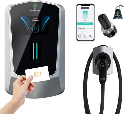 BOSDNATUN Tesla Original Level 2 EV Charger up to 48a 240V Electric Vehicle EV Charger NEMA 14-50 Plug for Tesla Cars j1772 Cars Home Wall Charger/Charging Station （Silver）