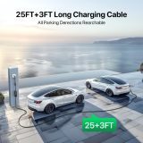 Level 1+2 EV Charger Tesla NACS 16A Mobile Electric Car Charger 110V/240V with NEMA 5-15 Plug and 6-20 Plug 25FT Cable 3.84KW Adjustable 16 Amps Vehicle Charging Stations for Tesla