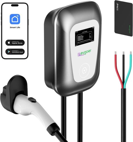 Level 2 EV Charger,50A 240V Hardwired Home Charger,ETL/FCC/CE Certified Charging Stations, WiFi Enabled EVSE Adjustable Current Schedule Time Electric Vehicle Charging Stations for All J1772 （23 FT）