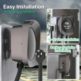 EV Charger 50 Amps, Smart Screen Level 2 Charging Station with WIFI, 240V J1772 Home Electric Vehicle Charger NEMA 14-50 Plug or Hardwire, APP Controlled Car Charger