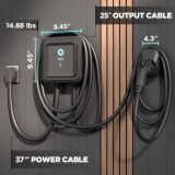 EVIQO Level 2 EV Charger - 48 Amp EV Charger Level 2, 240V Electric Vehicle Charging Stations, EV Level 2 Charger NEMA 14-50/Hardwire EVSE Level 2 Charger, 25' Cord Electric Car Charger Energy Star/UL