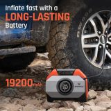 ETENWOLF VORTEX S6 Tire Inflator Portable Air Compressor for Heavy-duty Vehicle, Cordless Air Pump for Car & Inflatables with 19200 mAh Battery, 100% Duty Cycle & Dual Cylinder Bike Pump, Vivid Orange