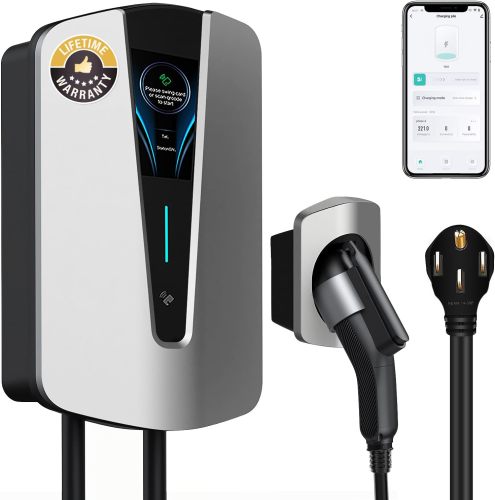 Level 2 EV Charger 40 Amp - RFID Card, 25ft Cable, Outdoor/Indoor, NEMA 14-50 EV Charger Level 2, WiFi Enabled Electric Car Charger, Electric Vehicle Charging Stations