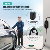 32A Electric Vehicle Charger, Level 2 EV Charger, Portable EVSE Charging Station for J1772 North America Cars, 220V-240V NEMA 14-50 Plug w/Delay Timer, 25ft Premium Cable ETL Certified