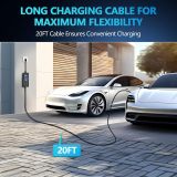 Portable Level 1 & 2 EV Charger,16A 110-240V with Fix Time Charge, 20FT Cable, NEMA 6-20 Plug and NEMA 5-15 Adapter, SAE J1772 EV Electric car Charger, Current Adjustable(NOT for Tesla)