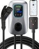 ElecFylo Smart Level 2 EV Charger for Home - 3.5  Large Screen, 27FT Cable, 40A 240V, WiFi/Bluetooth Enabled, RFID Card, NEMA 6-50 Plug, Fast Electric Vehicle Charging Station, FCC/CP65 Certified