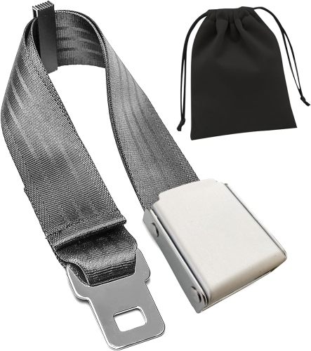 Airplane Seat Belt Extender, 7-31  Airline Seatbelt Extender Adjustable - FITS ALL Airlines in US Except Southwest-Free Carrying Case (Silver)