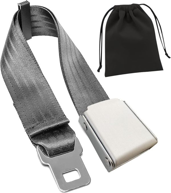 Airplane Seat Belt Extender, 7-31  Airline Seatbelt Extender Adjustable - FITS ALL Airlines in US Except Southwest-Free Carrying Case (Silver)
