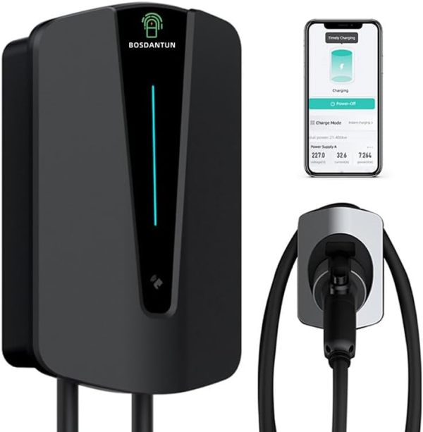 Home Level 2 EV Charger 48 Amp 240V Indoor/Outdoor EVSE Electric Vehicle Charging Stations 25ft Cable for J1772 EVs Tesla Charger ev Chargers for Home Level 2 (for Tesla black4.3‘ 11kw)