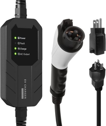 Skysword Ⅱ Level 1-2 EV Charger, 100-240V 16A 25FT Portable EVSE, NEMA 6-20 Plug with NEMA 5-15 Adapter Electric Vehicle Charging Station