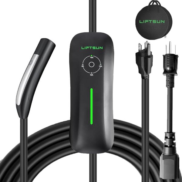 Level 1+2 Tesla Charger,110V to 240V, 16 Amp, NEMA 6-20 Plug and 5-15P Adapter, 21ft Extension Cord - Portable Home Electric Vehicle Charging Station,Compatible with All Tesla Models X/Y/3/S
