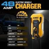 DEWALT Electric Vehicle Level 2 EV Charger up to 48 Amps 240V, App Control Bluetooth & Wi-Fi, CSA Certified Indoor/Outdoor Hardwired Wall Mounted Charging Station with 25 ft. Cable