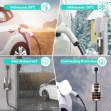 Level 2 EV Charger 32Amp,7.68KW Electric Vehicle Charger Portable 240V,SAE-J1772 and NEMA 14-50 Plug, Scheduled Charging,Adjustable Current,Smart APP, 25 FT Cable for EV and Hybrid Vehicles