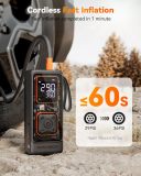 WOLFBOX Tire Inflator Portable Air Compressor, 150 PSI Air Pump for Car Tires with 12000 mAh Battery, 35L/Min Fast Inflation Air Compressor with Tire Pressure Gauge for Car, Motorcycle, Bicycle & Ball