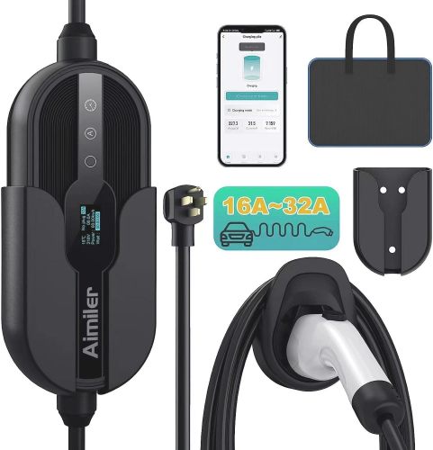 32A Electric Vehicle Charger, Level 2 EV Charger, Portable EVSE Charging Station for J1772 North America Cars, 220V-240V NEMA 14-50 Plug w/Delay Timer, 25ft Premium Cable ETL Certified