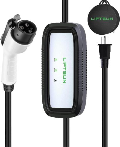 Portable EV Charger Level 1, 15Amp 110V, Electric Vehicle Charger with 21Ft Cable,NEMA 5-15P for Plug-in Home EV Charging Station,Compatible with SAE J1772 EVs and Tesla(Adapter Required)