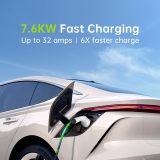 Level 2 EV Charger 32A 240V Portable with NEMA14-50 Plug, Adjustable Current & Time Delay, Electric Vehicle Charging Station 25ft Cable for J1772 EV