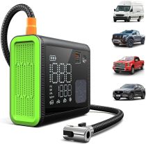 Anykit Tire Inflator Portable Air Compressor, 150PSI 4X Fast (Dual Cylinder) Inflation Air Pump with Digital Pressure Gauge, 12000mAh Electric Cordless Tire Pump for Truck, Car (Green)