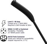EMPORIA Level 2 EV Charger - NEMA 14-50 EVSE w/NACS, Compatible with Tesla - 48 amp EV Charger Level 2, 240v Electric Vehicle Charging Station, UL/Energy Star, 24ft Electric Car Charger Cable, Black
