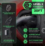 MACH I: Fast 48 Amp Level 2 EV Charger, Wall-Mount Electric Vehicle Charging Station, 200-240V Hardwire or NEMA 14-50. J1772 car Connector & Tesla NACS, Indoor/Outdoor, 30ft Cable evse Adapter