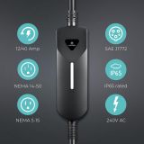 Lectron Level 1 / Level 2 EV Charger (12 Amp / 40 Amp) with Dual Charging Plugs (NEMA 5-15 & 14-50) - Portable Electric Car Charger Compatible with All J1772 EVs (Black)