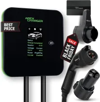 MACH 2:Fast Level 2 EV Charger 48 amp Garage-pro Wall-Mount. Electric Vehicle Charging Station 4 Nema 14-50 Outlet. J1772 car Connector. Key Accessories: 30ft Cable & Tesla NACS evse Portable Adapter