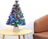 Pre-lit Mini Christmas Tree, Tabletop Artificial Fiber Optic Christmas Trees with Gold Base -24 Inch …