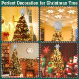Christmas Tree Topper Lighted with 6 Projection Slides, PliMook Snowflake Christmas Tree Topper LED Rotating 3D Lighted Tree Toppers Glitter Tree Topper Projector for Christmas Tree(Silver)