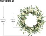 Pinkpum 20'' Eucalyptus Wreath for Front Door, Porch, Window - Green Decor for Home, Farmhouse - Spring, Summer, Fall, All Seasons