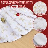 Christmas Tree Skirt, 36 inches White Luxury Christmas Tree Skirts with Snowflake, Xmas Tree Skirt Decorations for Christmas New Year Party Decor