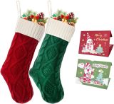 Ulico Christmas Stocking,18 inch Large 2 Pack Cable Knitted Xmas Stocking for Kids,Holiday and Family Stocking for Fireplace Christmas Holiday Party Decoration