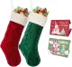 Ulico Christmas Stocking,18 inch Large 2 Pack Cable Knitted Xmas Stocking for Kids,Holiday and Family Stocking for Fireplace Christmas Holiday Party Decoration