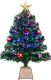 24inch Green Fiber Optic Christmas Tree,Prelit Artificial Tabletop Christmas Tree,Star,Butterfly and Ball Ornaments for Best Holiday Home Decorations,2 Foot