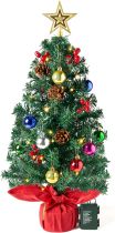 Joiedomi 24 /2FT Prelit Tabletop Christmas Tree with Warm Lights, Holly Berries, Pine Cones for Best Holiday Season Decorations Christmas Decoration Tree Decor for Indoor Xmas Tabletop Decor