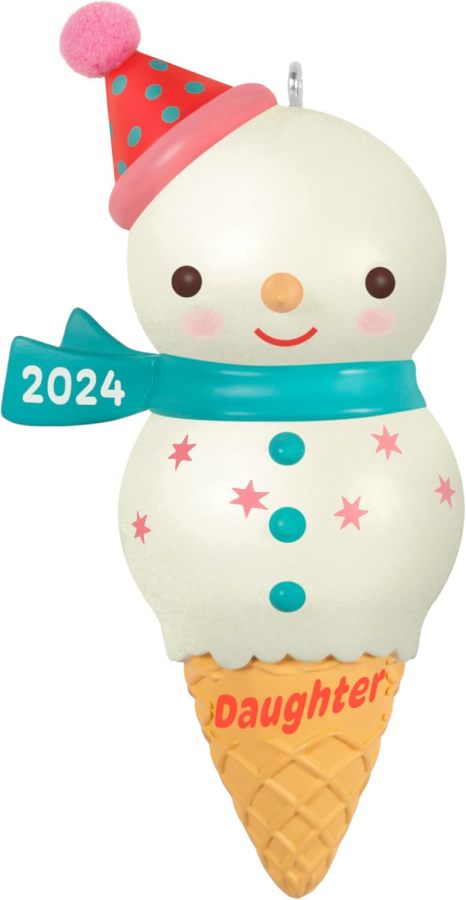 Hallmark Keepsake Christmas Ornament 2024, Daughter Snowman Ice Cream Cone 2024, Family Gifts