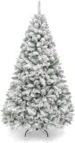 Best Choice Products Artificial Christmas Tree, 6ft Unlit Snow Flocked Design Pine Tree, Full Appearance Snowy w/Easy Assembly, Metal Stand