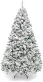 Best Choice Products Artificial Christmas Tree, 6ft Unlit Snow Flocked Design Pine Tree, Full Appearance Snowy w/Easy Assembly, Metal Stand