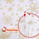 Christmas Tree Skirt, 36 inches White Luxury Christmas Tree Skirts with Snowflake, Xmas Tree Skirt Decorations for Christmas New Year Party Decor