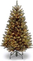 National Tree Company Pre-Lit Artificial Full Christmas Tree, Green, North Valley Spruce, White Lights, Includes Stand, 4.5 Feet