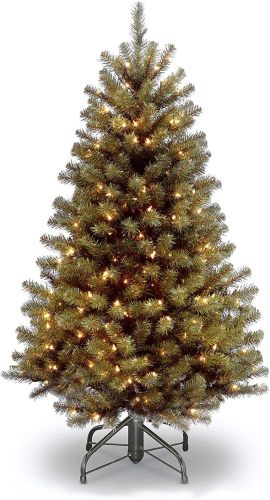 National Tree Company Pre-Lit Artificial Full Christmas Tree, Green, North Valley Spruce, White Lights, Includes Stand, 4.5 Feet
