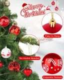 Christmas Tree Ornaments,40ct Christmas Ball Decoration Set,11 Different Christmas Ornaments,Red and White Classic Color Christmas Tree Decorations, Shatterproof Christmas Decorations