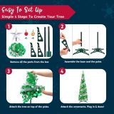 Joiedomi 5 FT Pop Up Christmas Tree with Lights, Pre Lit Collapsible Tinsel Christmas Tree Decorations with 50 Multicolor LED Lights and Ball Ornaments for Home Holiday Christmas Party Indoor Decor
