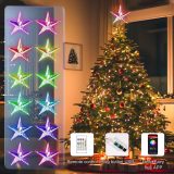 Christmas Tree Topper, 11.45  RGB 10 LED Lighted Xmas Star Tree Toppers Decorations Music Sync, Smart Multicolor Night Light Topper Stars Tree Holiday Decor W/Remote Control USB Plug in/Wire 16.4ft