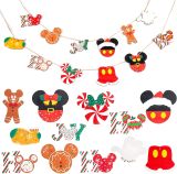 24pcs Christmas Tree Ornaments Set - Festive Wooden Mouse Christmas Decorations, Perfect Hanging Ornaments for Holiday Tree, Party, and Kids, Bulk Assorted Designs for a Charming Christmas Display