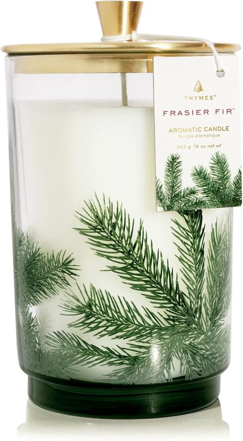 Thymes Frasier Fir Candle - Heritage Pine Needle Luminary Scented Candles - Elegant Pine Candle - Crisp Siberian Fir, Cedarwood & Sandalwood - Holiday Candles - Christmas Decor (Large, 16 oz)