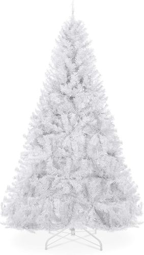 Best Choice Products Artificial Christmas Tree, White 6ft Premium Pine Unlit Holiday Decoration, Full Size Décor Easy Assembly w/Metal Stand