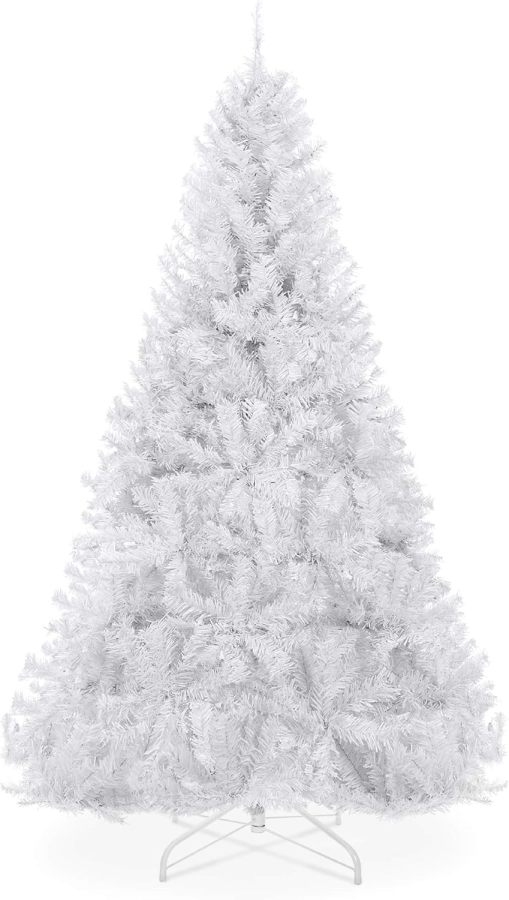 Best Choice Products Artificial Christmas Tree, White 6ft Premium Pine Unlit Holiday Decoration, Full Size Décor Easy Assembly w/Metal Stand
