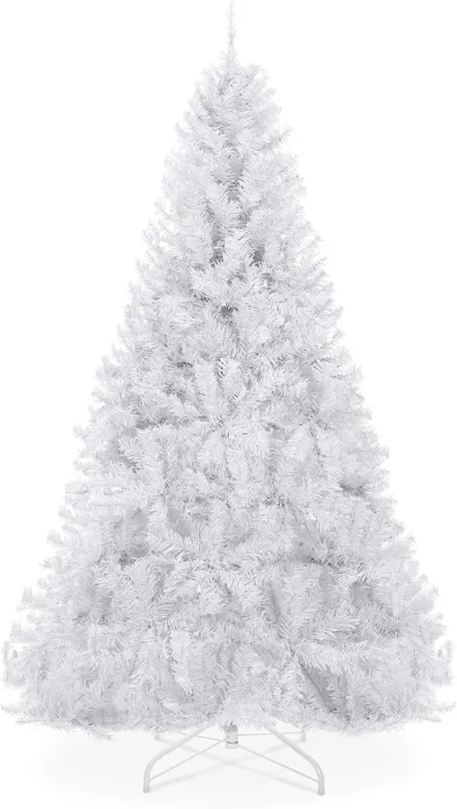 Best Choice Products Artificial Christmas Tree, White 6ft Premium Pine Unlit Holiday Decoration, Full Size Décor Easy Assembly w/Metal Stand
